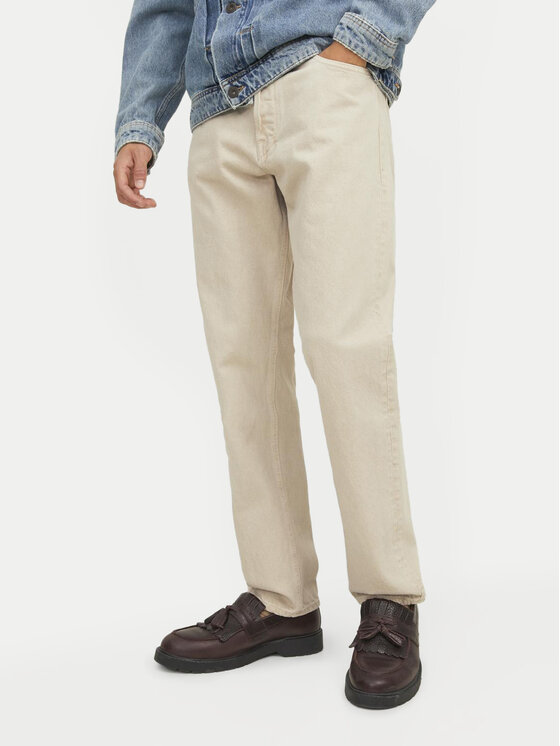 Jack & Jones Jack & Jones Jeansy Chris 12246401 Béžová Relaxed Fit