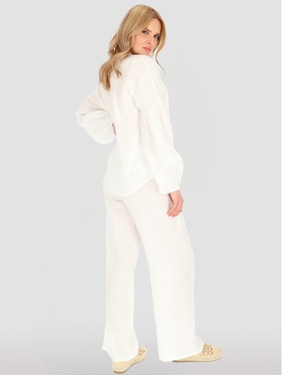 Perso Perso Spodnie damskie PTE255039F Biały Regular Fit