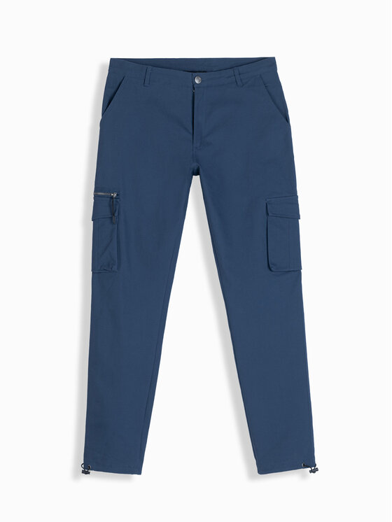 Ombre Ombre Spodnie cargo OM-PACG-0196 Granatowy Regular Fit
