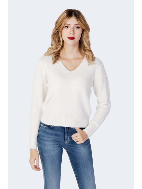 ONLY ONLY Maglione ELLA PIUMO LS V-NECK CC KNT Bianco V-Neck Fit