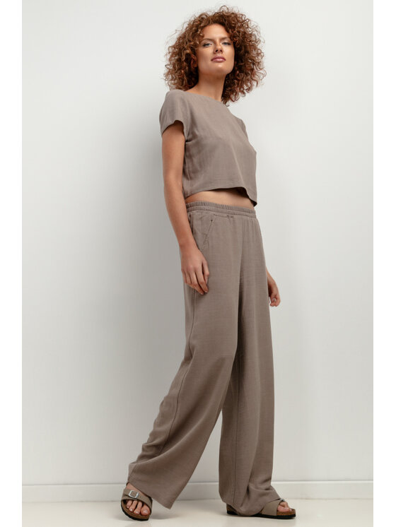 Tessita Tessita Spodnie materiałowe SPODNIE_T404_3_XL Beżowy Relaxed Fit