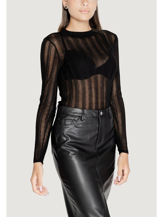 Vila Vila Πουλόβερ VILMENTA L/S KNIT TOP/R Μαύρο To Fit