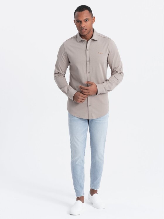 Ombre Ombre Košile OM-SHCS-0138 Šedá Regular Fit