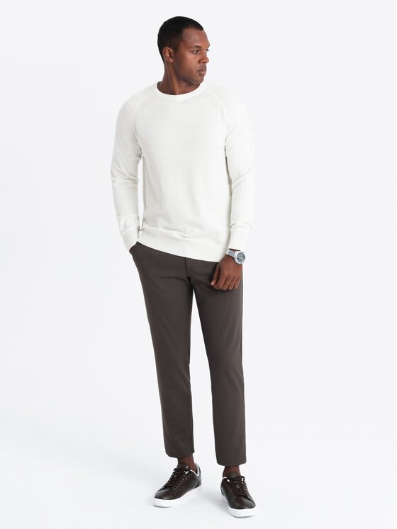 Ombre Ombre Svetr OM-SWSW-0144 Bílá Regular Fit