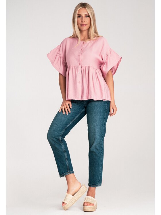 FIGL FIGL Bluzka M1211 Różowy Regular Fit