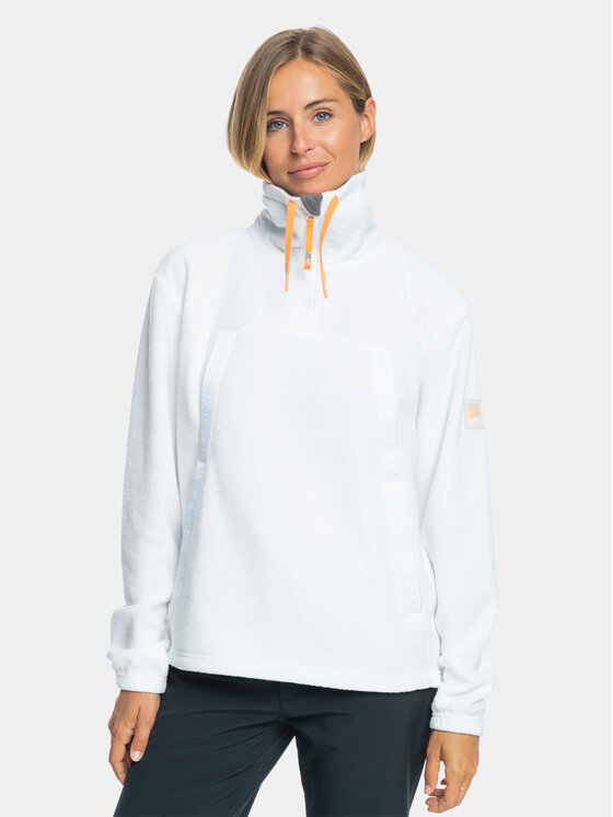 Roxy Fleecová mikina Chloe Kim Layer Otlr ERJFT04713 Biela Regular Fit