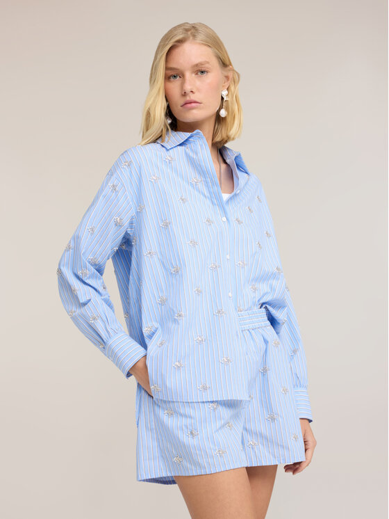 Motivi Motivi Camicia 5025W000526N0R4 Turchese Over Fit