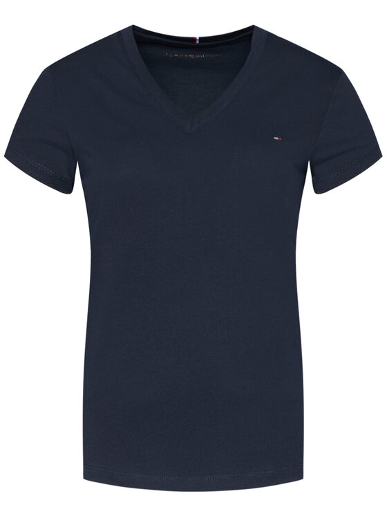 Tommy Hilfiger Tommy Hilfiger Tričko Heritage V-Neck Tee WW0WW24969 Tmavomodrá Regular Fit