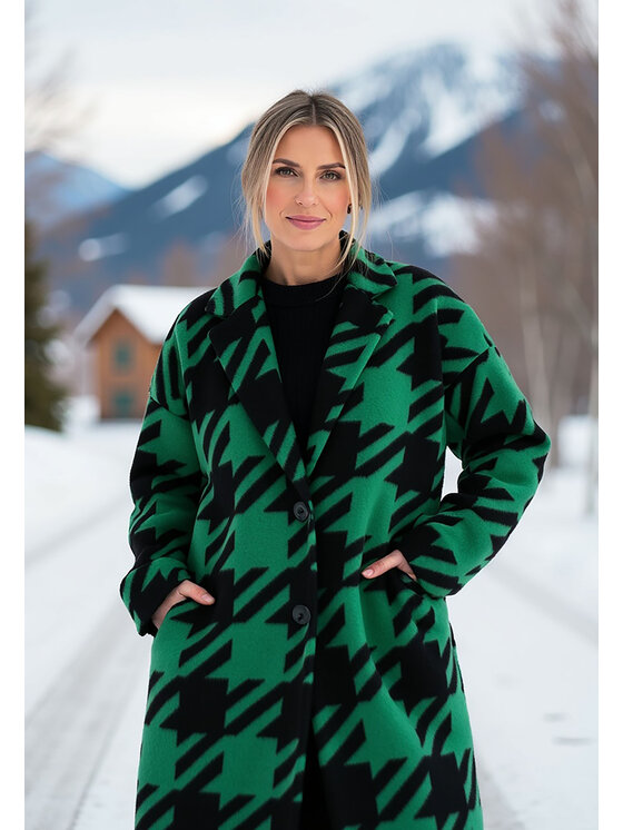 FIGL FIGL Płaszcz zimowy M1112 Zielony Regular Fit