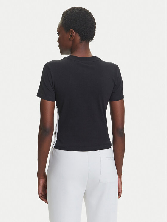 adidas adidas Marškinėliai Essentials 3-Stripes JC8325 Juoda Slim Fit