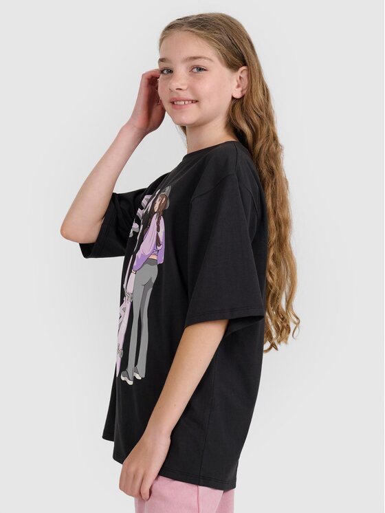 4F 4F T-Shirt BLUE VACATION Czarny Oversize