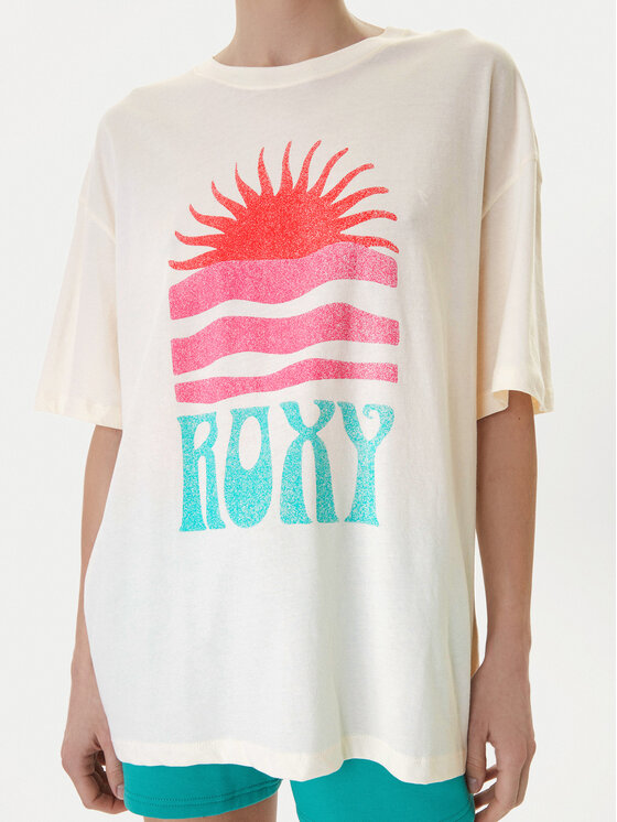Roxy Roxy T-Shirt Hangloose Poster ERJZT06090 Světle béžová Loose Fit