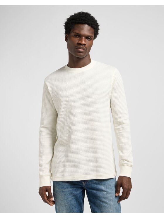 Lee Lee T-Shirt LS WAFFLE Biały Regular Fit