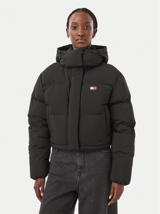 Tommy Jeans Tommy Jeans Пухено яке Alaska DW0DW18609 Черен Cropped Fit