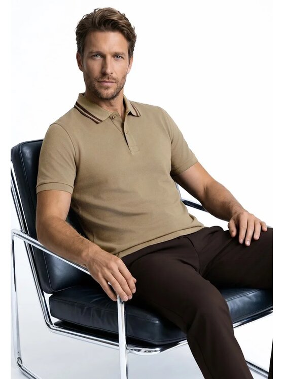 Pako Lorente Pako Lorente Polo P26WF-TX-004 Beżowy Regular Fit