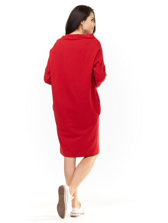 Awama Awama Sukienka dzianinowa L061 Czerwony Basic Fit