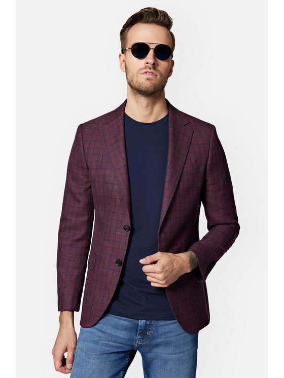 Lancerto Lancerto Marynarka Savona MA099123000012 Bordowy Slim Fit