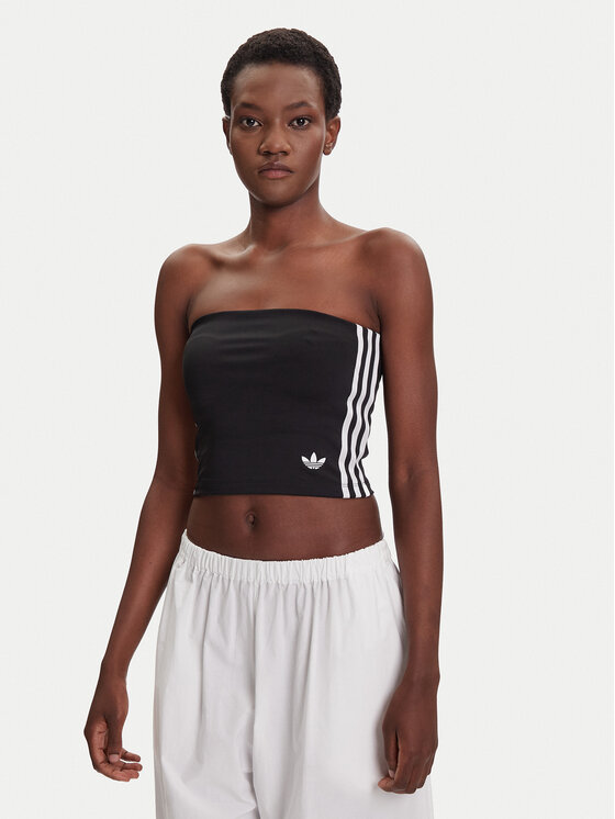adidas Top adicolor 3-Stripes JX7717 Czarny Slim Fit