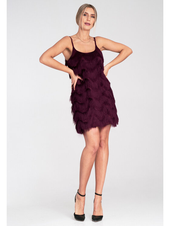 FIGL FIGL Sukienka koktajlowa M1107 Bordowy Loose Fit