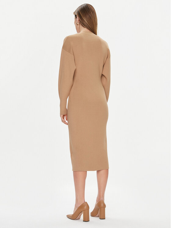 BOSS Boss Трикотажна сукня Forige 50493829 Бежевий Slim Fit