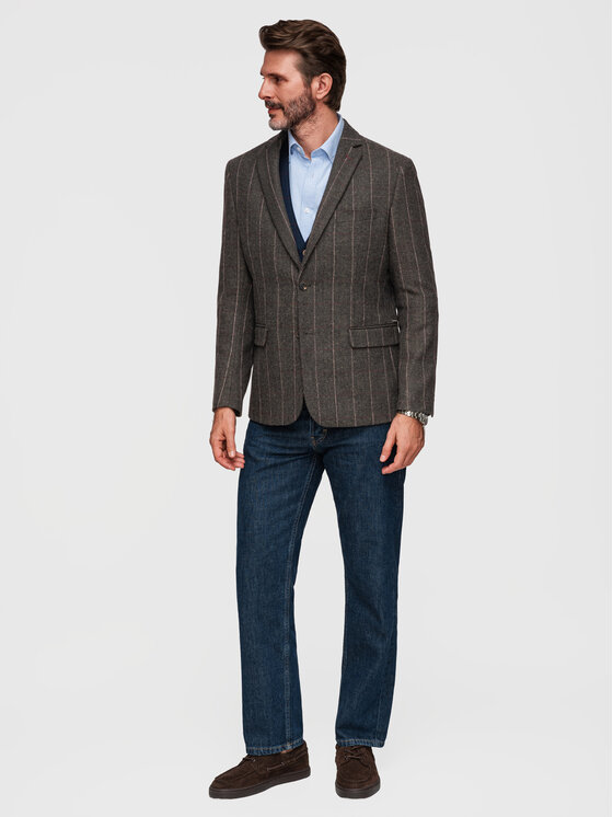 Ombre Ombre Marynarka M166 Szary ciemny Regular Fit