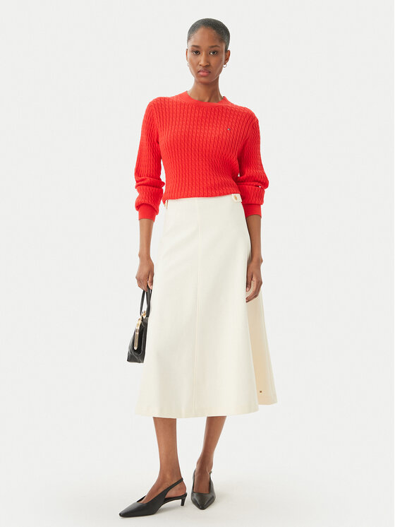 Tommy Hilfiger Tommy Hilfiger Midi sukně WW0WW47886 Écru Regular Fit