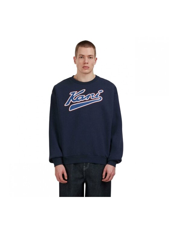 Karl Kani Karl Kani Mikina Varsity Print Os Crewneck Tmavomodrá Regular Fit