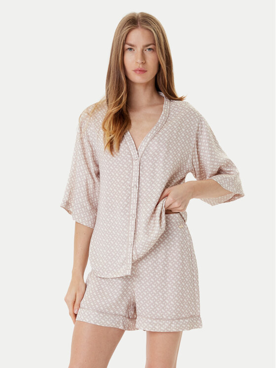 BOSS BOSS Szorty piżamowe Sateen 50545612 Beżowy Regular Fit