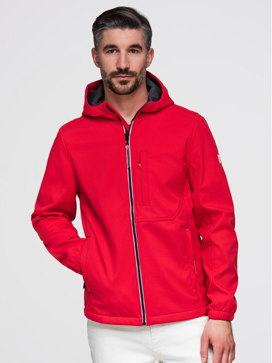 Ombre Ombre Kurtka przejściowa OM-JANP-0292 Czerwony Regular Fit