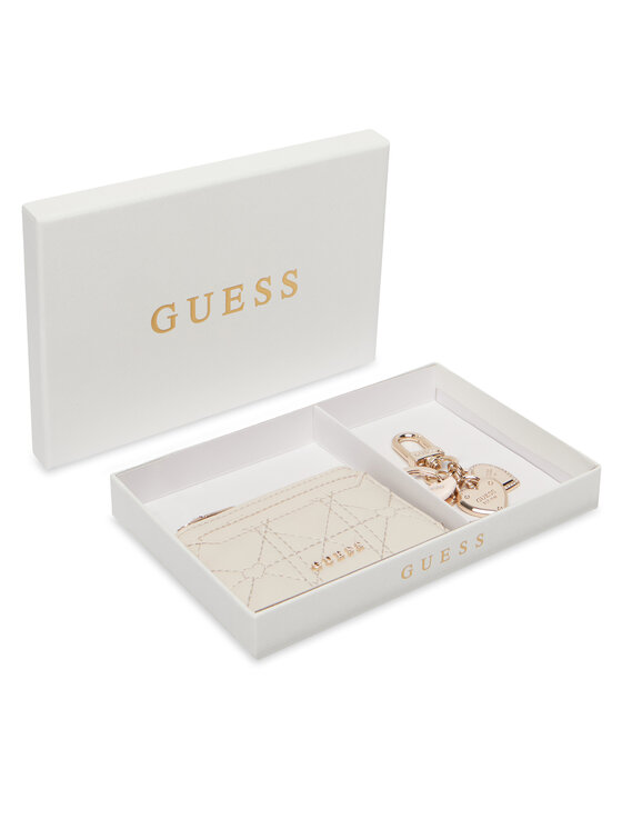 Guess Guess Sada puzdro na karty a kľúčenka GFBOXW P6202 Écru