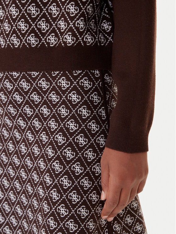 Guess Guess Bluză cu gât W5BR23 Z3JD2 Maro Relaxed Fit
