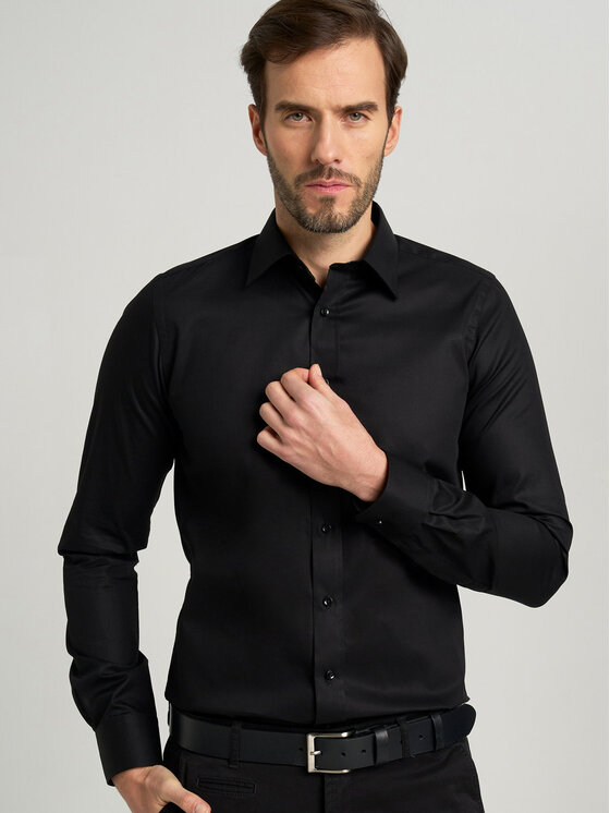 Willsoor Willsoor Koszula s196556sl Czarny Slim Fit