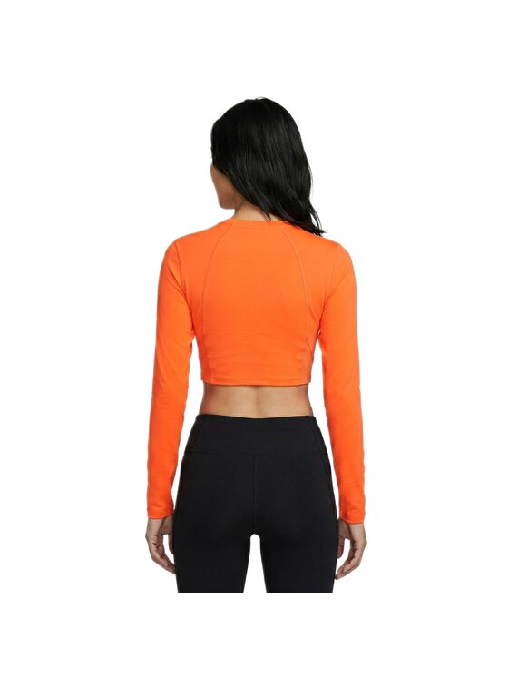Nike Nike Bluzka Spt Longsleeve Crop Top Pomarańczowy Regular Fit