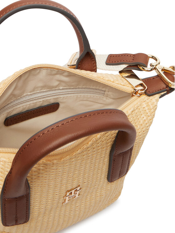 Tommy Hilfiger Tommy Hilfiger Rankinė Popette Micro Tote Raffia AW0AW18526 Smėlio
