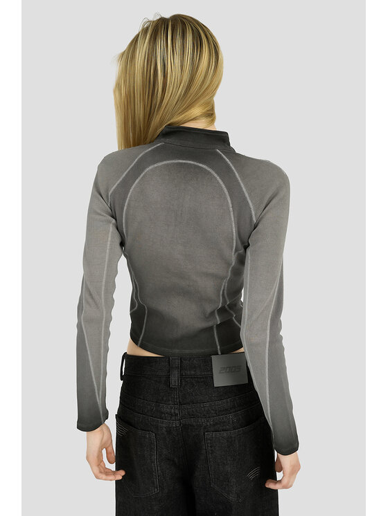 2005 2005 Longsleeve Quarter-Zip Women Szary Slim Fit