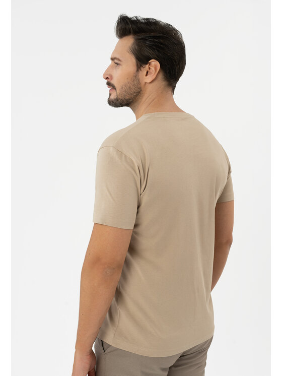 Volcano Volcano T-Shirt T-CALVI Beżowy Regular Fit
