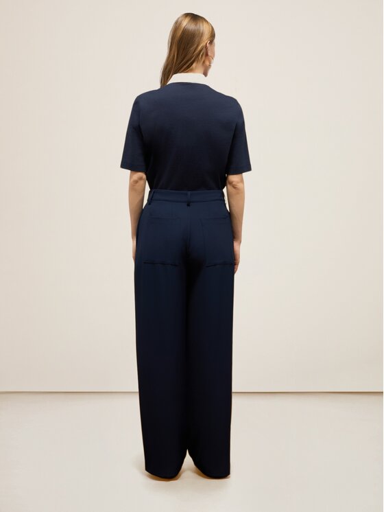 Oltre Oltre Pantaloni di tessuto P098R008753N034 Blu Baggy Fit