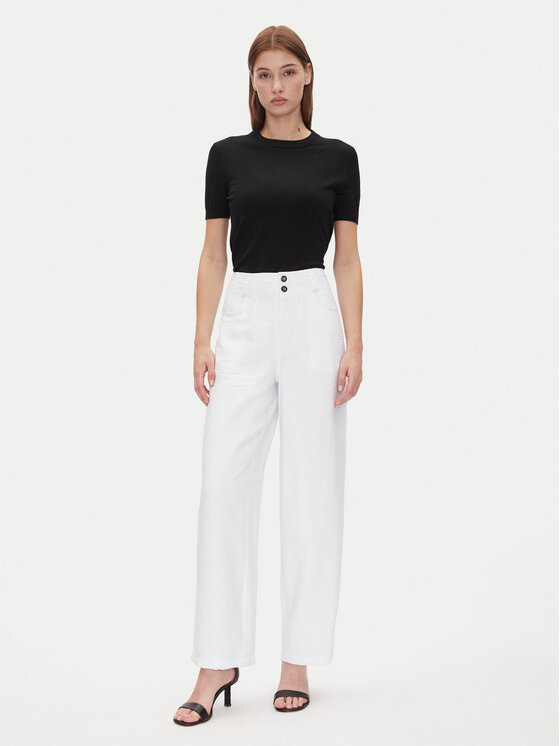 DKNY DKNY Spodnie materiałowe P41KTR48 Biały Loose Fit