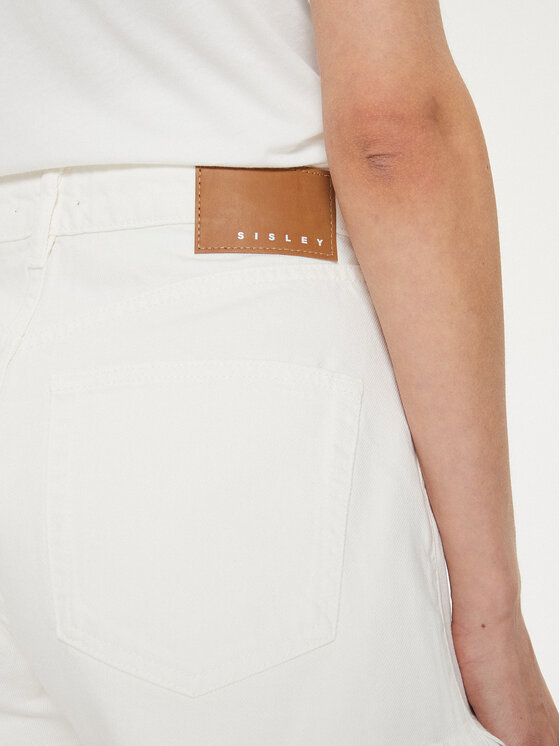 Sisley Sisley Pantaloni scurți de blugi 4QVSL9014 Alb Regular Fit