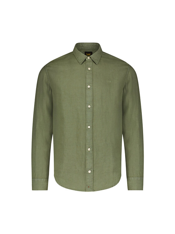 Lee Lee Koszula PATCH SHIRT IN OLIVE GROVE Zielony Regular Fit