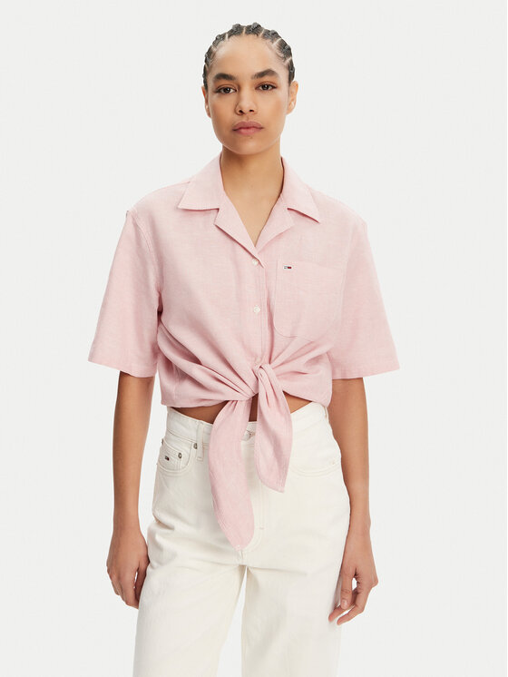 Tommy Jeans Camicia DW0DW20286 Rosa Regular Fit, taglia : XXS