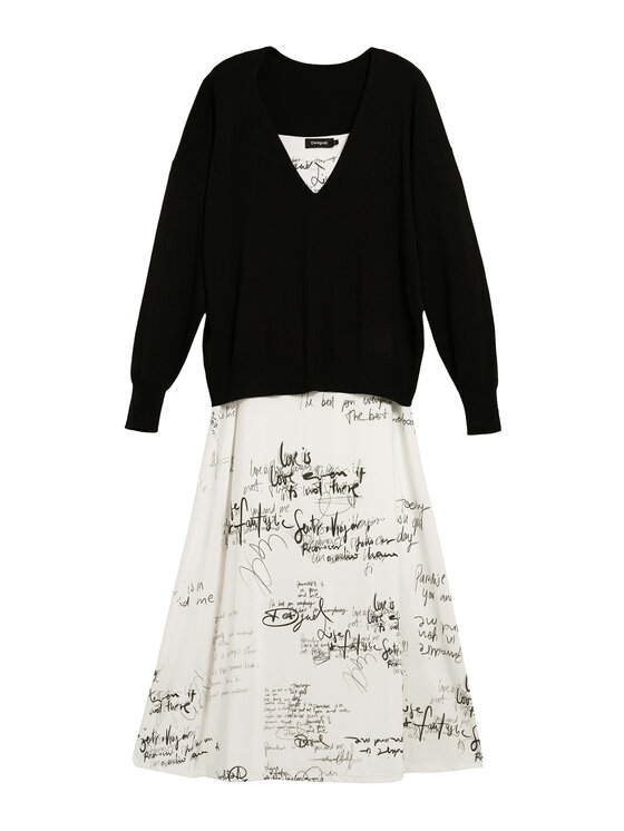 Desigual Desigual Set Pullover und Kleid Morisot 26SWVK33 Écru Regular Fit