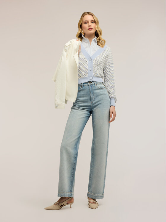 Motivi Motivi Jeansy P457Q004469N004 Turkusowy Over Fit