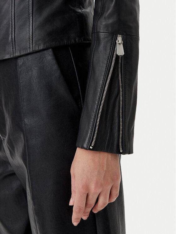PINKO PINKO Kurtka skórzana Borderline Biker 104914 A2HT Czarny Regular Fit