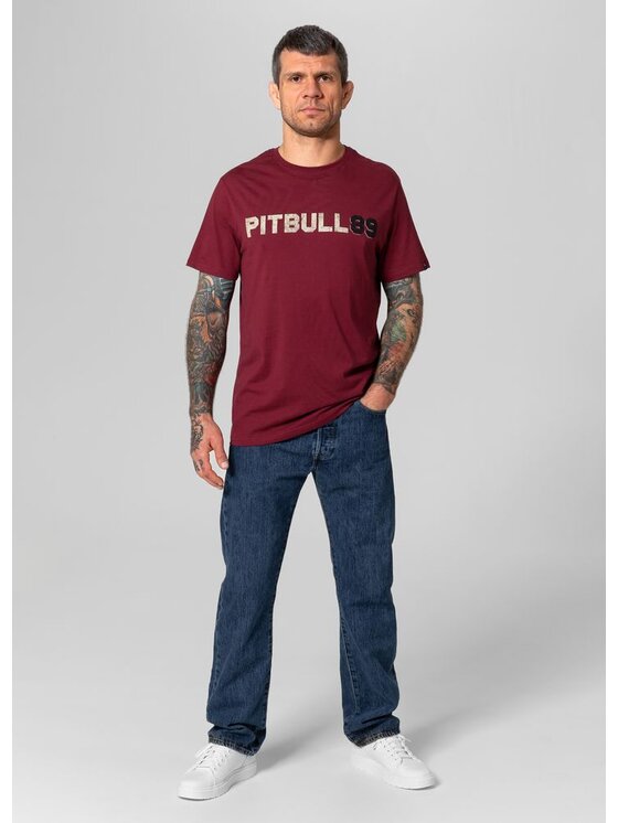 PITBULL PITBULL T-Shirt Koszulka Bordowy Regular Fit