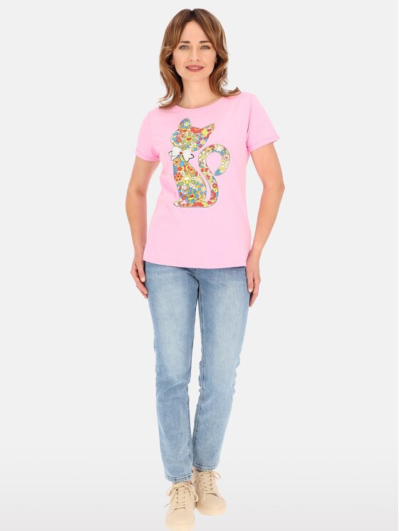 Perso Perso T-Shirt TCE245036F Różowy Regular Fit