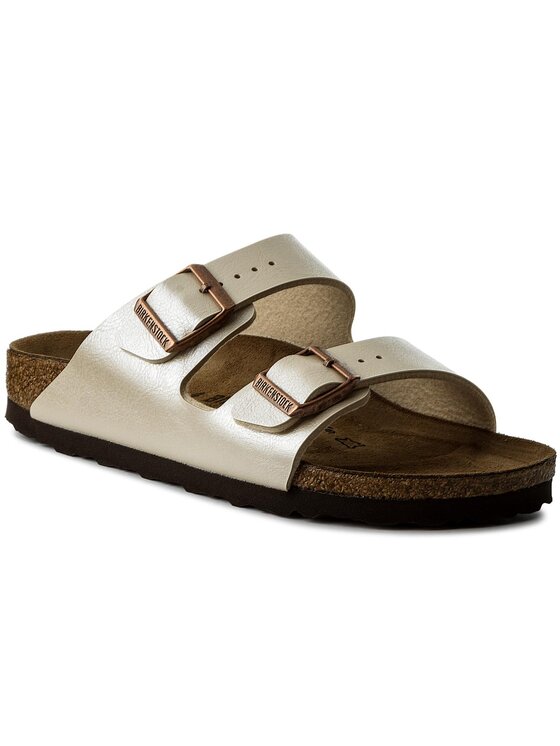 Damskie Klapki Birkenstock, Rozmiar 39, Złote, Arizona Birko-Flor 1009921