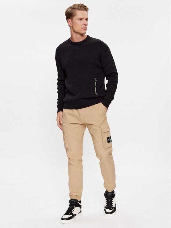 Calvin Klein Jeans Calvin Klein Jeans Sweter Vertical J30J323977 Czarny Regular Fit
