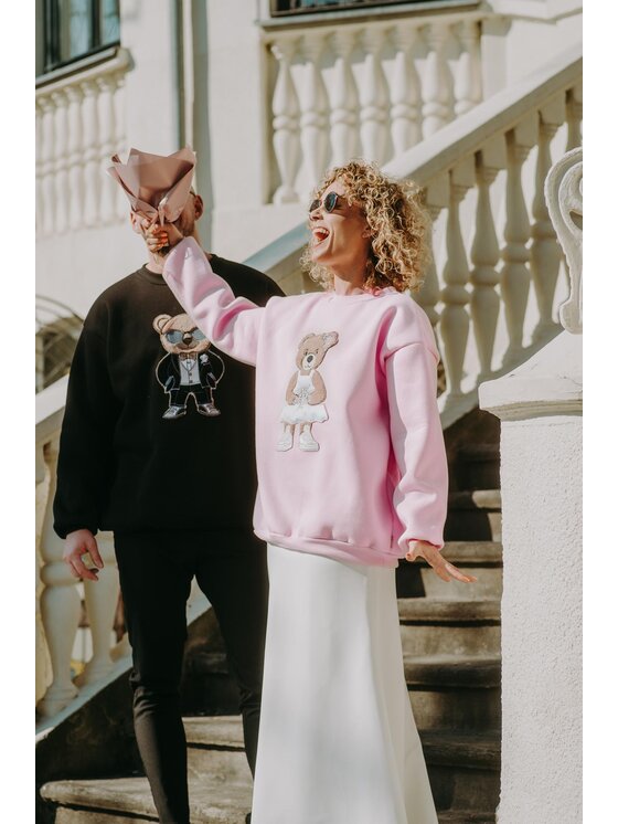 Bejbi Story Bejbi Story Bluza Bluza oversize Mr. & Mrs. Teddy Różowy Oversize