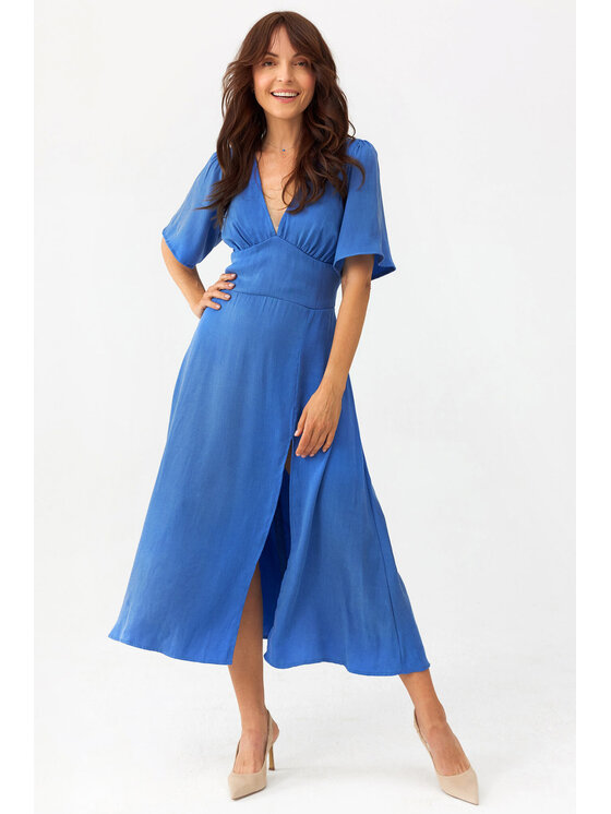 Lunedi Lunedi Sukienka codzienna Romatica Maxi z Tancelu i Wiskozy Indigo Niebieski Regular Fit